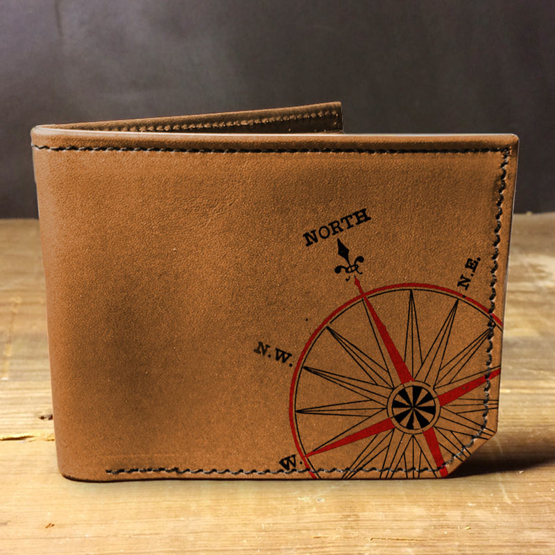 Compass - Printmaker Leather Wallet