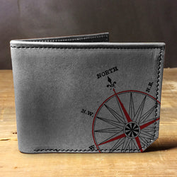 Compass - Printmaker Leather Wallet