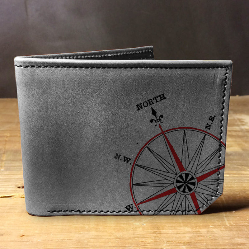 Compass - Printmaker Leather Wallet