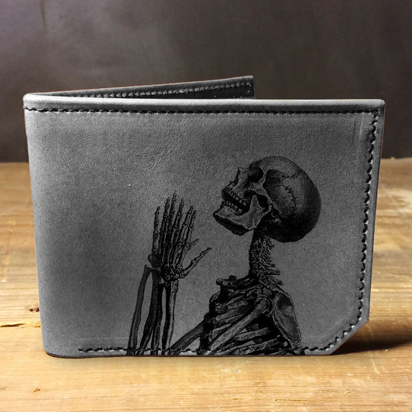 Praying Skeleton - Printmaker Leather Wallet