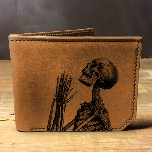 Praying Skeleton - Printmaker Leather Wallet
