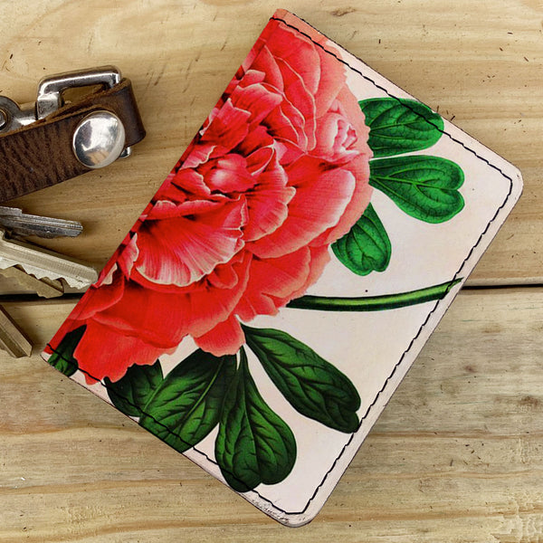 Red Flower - Leather Spectrum Vert Cardholder Wallet