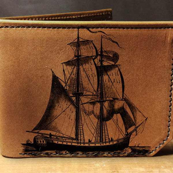 Pirate Ship - Printmaker Leather Wallet – backerton